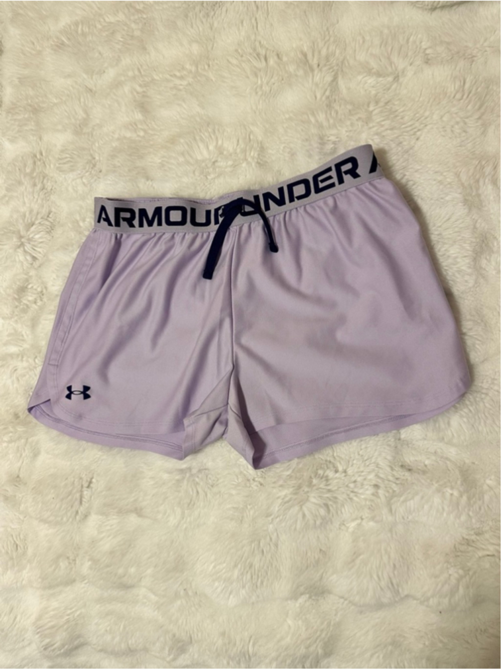 Girls Under Armour Lavender Gray Athletic Shorts XL